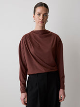 Long-Sleeve Top with Draped Crew Neckline rw&co Limited Time Discount