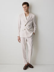 Tailored Fit Double-Breasted Striped Suit Blazer rw&co Great Value Deal