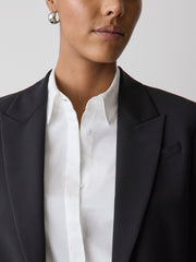 Black One-Button Wool-Blend Blazer rw&co Great Value Deal