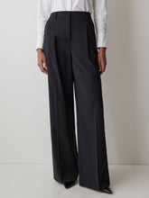Black High-Rise Wide-Leg Wool-Blend Pant rw&co On Sale