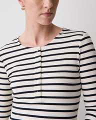 Long-Sleeve Henley Ribbed Top rw&co Great Value Deal
