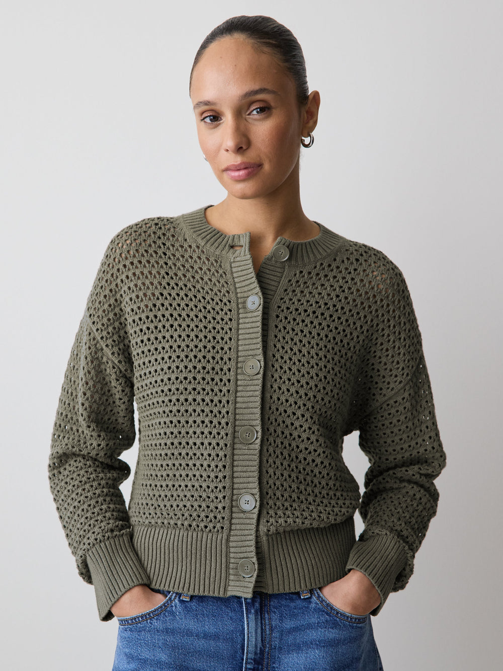 Long-Sleeve Open-Stitch Cardigan rw&co Special Offer