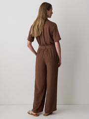Short-Sleeve Wide-Leg Jumpsuit rw&co Exclusive Sale Price