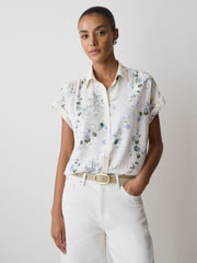 Short-Sleeve Buttoned-Down Blouse rw&co On Sale