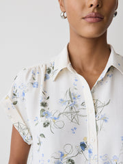 Short-Sleeve Buttoned-Down Blouse rw&co On Sale