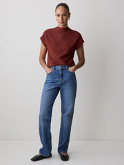 Extended-Sleeve Mock-Neck Textured Top rw&co Exclusive Sale Price