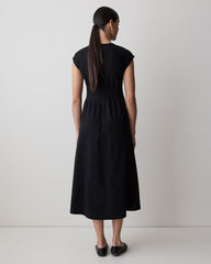 Extended-Sleeve Crew-Neck Midi Dress with Pintucks rw&co Special Promo Price