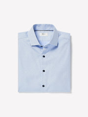 Navy Tailored Fit Dress Shirt with Geo Pattern rw&co Limited Time Discount