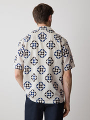 Linen-Blend Short-Sleeve Shirt with Print rw&co Great Value Deal