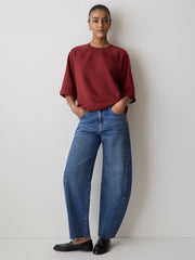 Short-Raglan-Sleeve Crew-Neck French Terry Top rw&co Special Promo Price