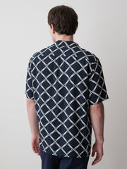 Short-Sleeve Camp-Collar Shirt with Geo Print rw&co Limited Time Discount