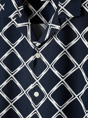 Short-Sleeve Camp-Collar Shirt with Geo Print rw&co Limited Time Discount