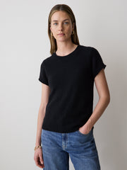 Wool-Blend Cap-Sleeve Crew-Neck Boxy Sweater rw&co Limited Time Discount