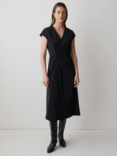 Extended-Sleeve V-Neck Twill Midi Dress rw&co Exclusive Sale Price