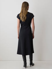 Extended-Sleeve V-Neck Twill Midi Dress rw&co Exclusive Sale Price