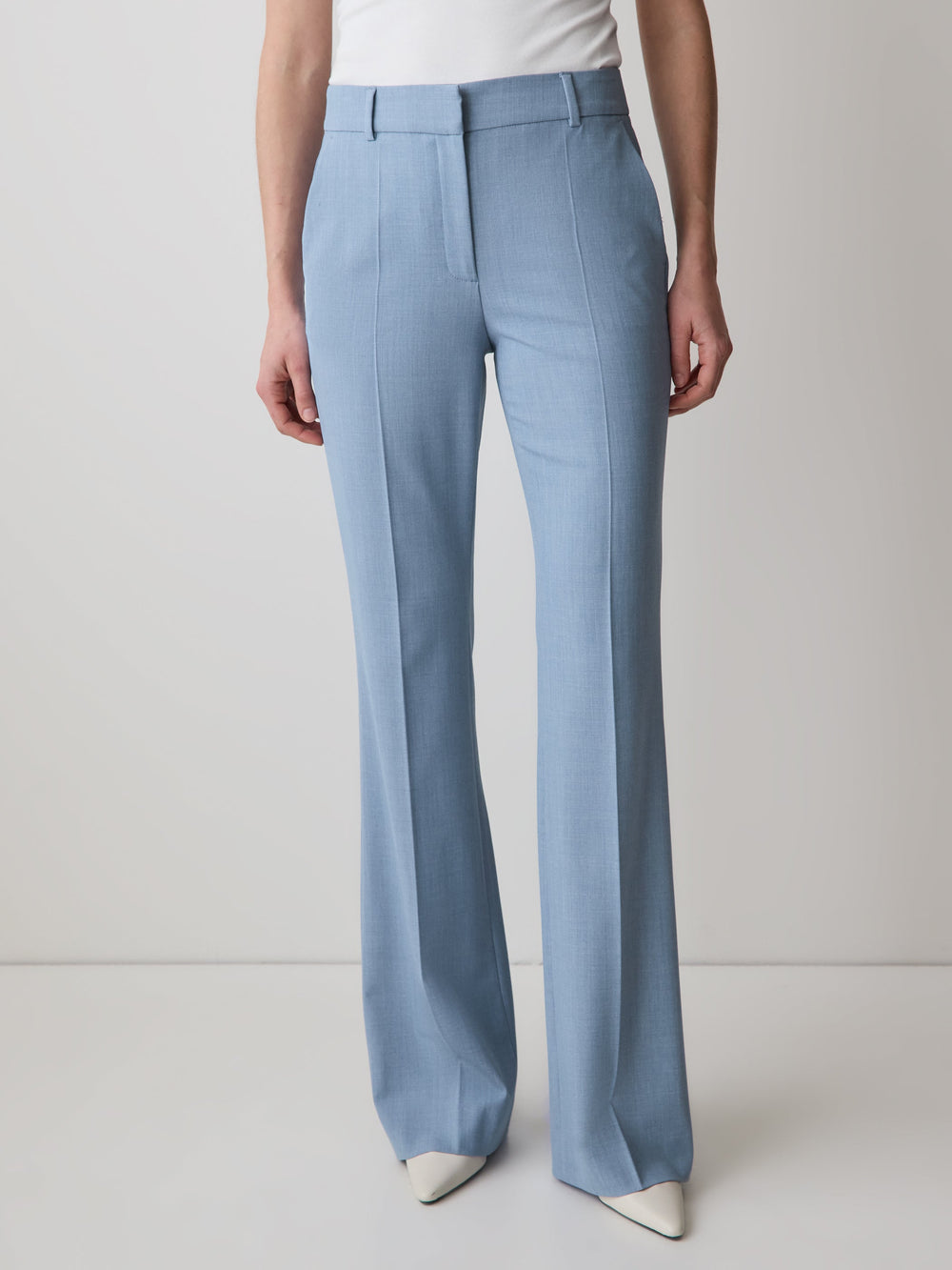 Light Blue Mid-Rise Flare-Leg Pant rw&co Special Offer