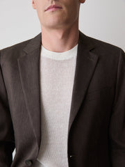 Slim-Fit Brown Linen-Blend Blazer rw&co Great Value Deal