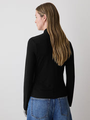 Long-Sleeve Top with Crossover Draped Mock Neckline rw&co Special Offer
