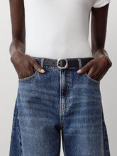 Leather Belt with Sculptural Buckle rw&co On Sale