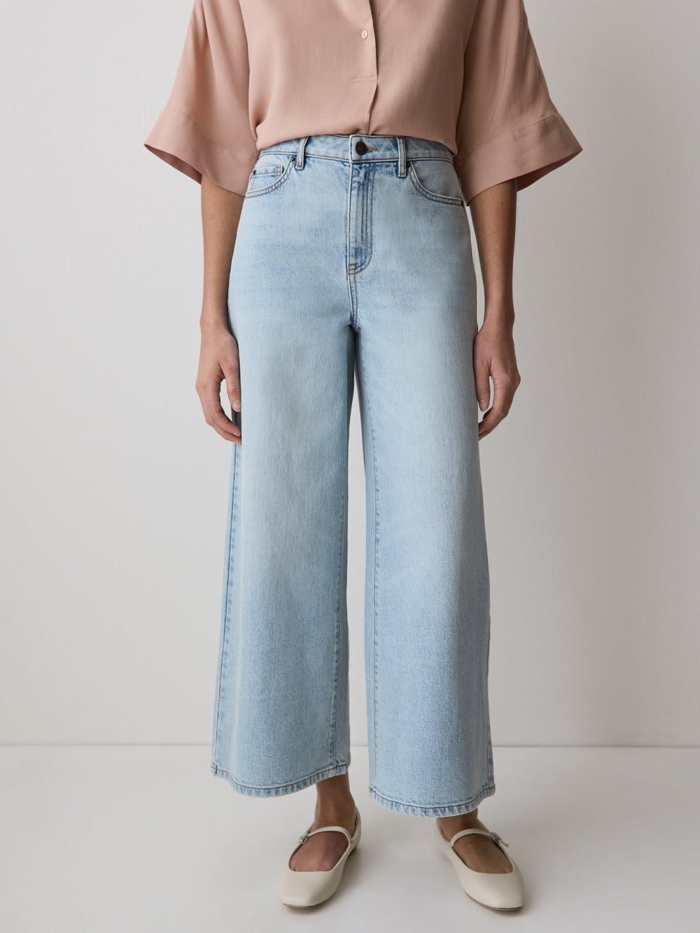 High-Rise Wide-Leg Cropped Jeans rw&co Special Promo Price