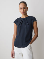 Mix-Media Cap-Sleeve Crew-Neck Blouse rw&co Special Promo Price