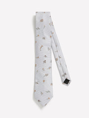 Grey Regular Tie with Floral Pattern rw&co Great Value Deal