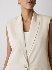 Long Sleeveless Twill Vest rw&co Exclusive Sale Price