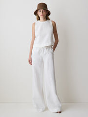 Sleeveless Crew-Neck Linen-Blend Blouse rw&co On Sale