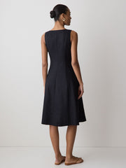 Sleeveless Crew-Neck Linen-Blend Midi Dress rw&co Exclusive Sale Price