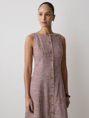 Sleeveless Crew-Neck Linen-Blend Midi Dress rw&co Special Promo Price