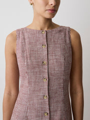 Sleeveless Crew-Neck Linen-Blend Midi Dress rw&co Special Promo Price
