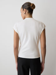 Extended-Sleeve Crew-Neck Draped Top rw&co Great Value Deal