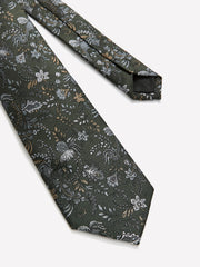 Green Regular Tie with Floral Pattern rw&co Special Offer