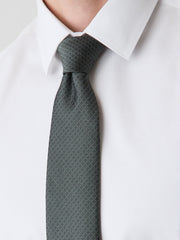 Dark Green Regular Tie with Square Geometric Pattern rw&co On Sale