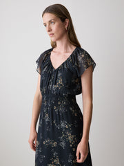 Fit-and-Flare Midi Dress with Short Flutter Sleeves rw&co Limited Time Discount