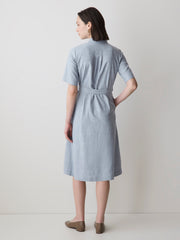 Short-Sleeve Linen-Blend Midi Dress with Shirt Collar rw&co Special Offer