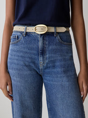 Suede Belt with Oval Buckle rw&co Limited Time Discount