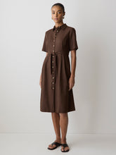 Short-Sleeve Linen-Blend Midi Dress with Shirt Collar rw&co On Sale
