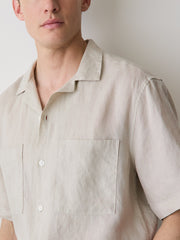 Short-Sleeve Linen Shirt with Camp Collar rw&co Special Offer