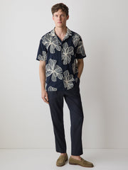 Short-Sleeve Camp-Collar Shirt with Embroidered Details rw&co Limited Time Discount
