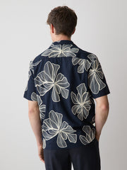 Short-Sleeve Camp-Collar Shirt with Embroidered Details rw&co Limited Time Discount