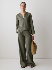 Linen Mid-Rise Wide-Leg Pant rw&co Great Value Deal