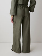 Linen Mid-Rise Wide-Leg Pant rw&co Great Value Deal