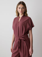 Short-Sleeve Wide-Leg Jumpsuit with Cut-Out Detail rw&co Exclusive Sale Price