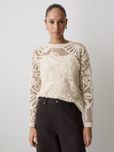 Long-Sleeve Crew-Neck Top with Crochet Details rw&co Limited Time Discount
