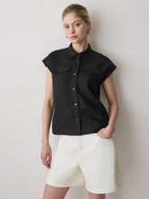 Linen-Blend Extended-Sleeve Blouse with Shirt Collar rw&co Special Promo Price