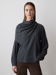 Long-Sleeve Popover Blouse with Scarf Neckline rw&co Great Value Deal