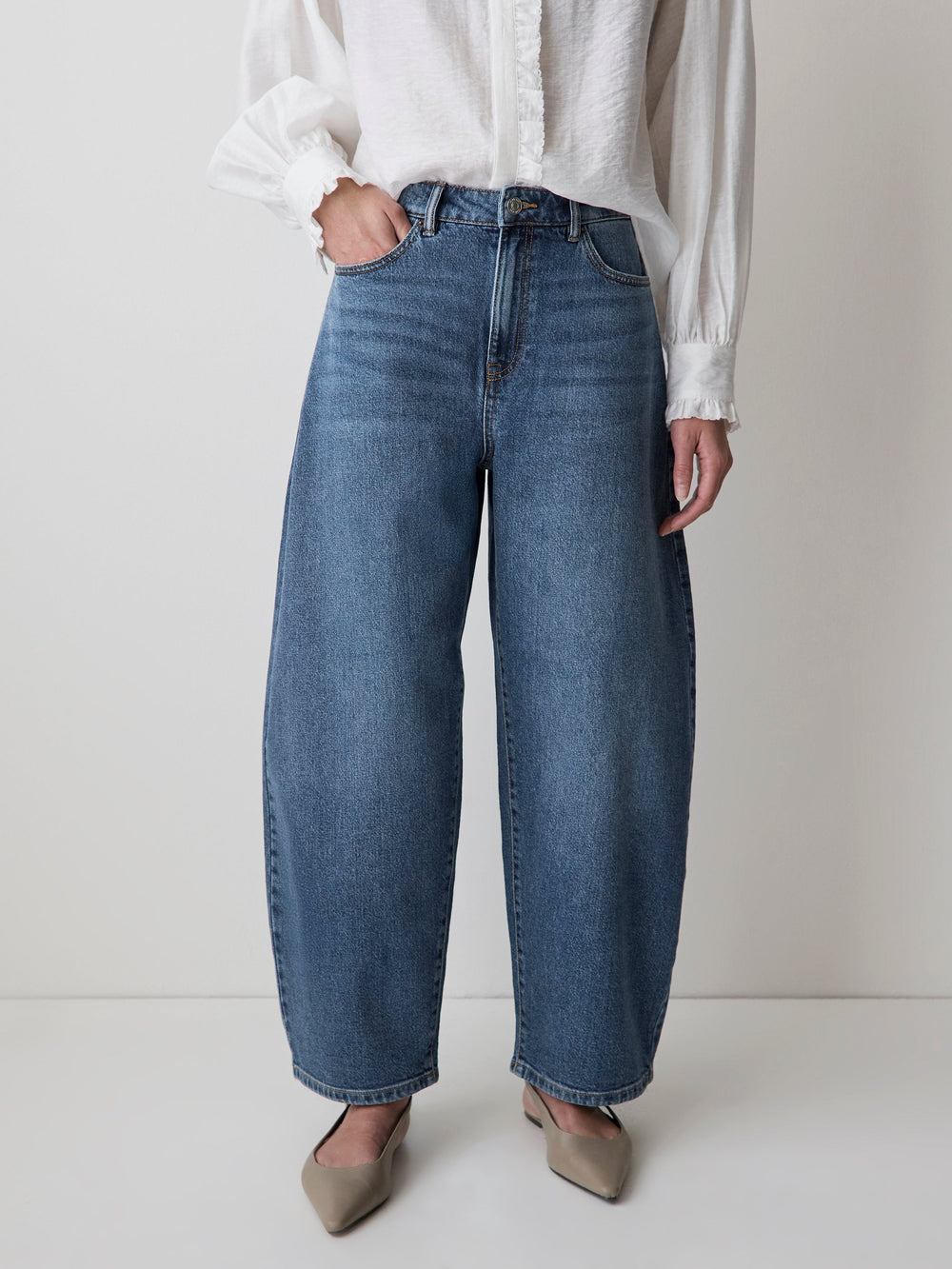 High-Rise Barrel Jeans rw&co Special Promo Price