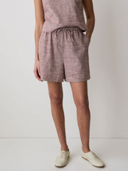 Linen-Blend Mid-Rise Pull-On Short rw&co On Sale