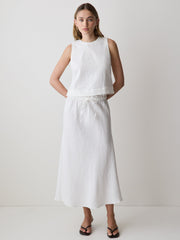 Linen Straight Midi Skirt rw&co Special Promo Price